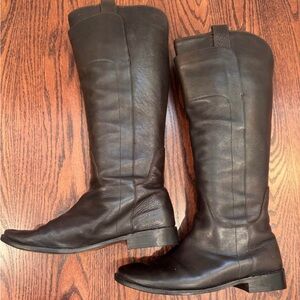 Frye Paige Tall Leather Boots Dark Brown - womens 9.5